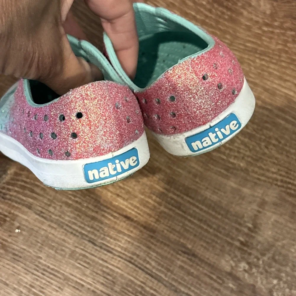 Native Kids Glitter Aqua-Pink Slip-On Shoes Toddler size 6